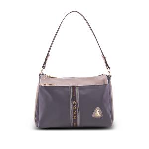 B.S.D.S冰山袋鼠 - 非常莓好 - 織帶拼接多口袋斜肩包 - 藕紫灰【7003-GU】