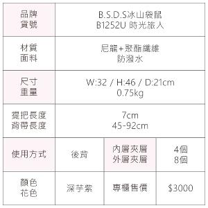 B.S.D.S冰山袋鼠 - 時光旅人 - 知性多口袋附插袋胸扣後背包 - 深芋紫【B1252U】