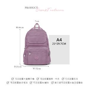 B.S.D.S冰山袋鼠 - 時光旅人 - 知性多口袋附插袋胸扣後背包 - 深芋紫【B1252U】