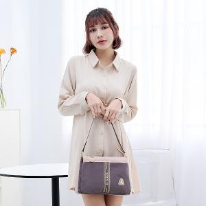 B.S.D.S冰山袋鼠 - 非常莓好 - 織帶拼接多口袋斜肩包 - 藕紫灰【7003-GU】