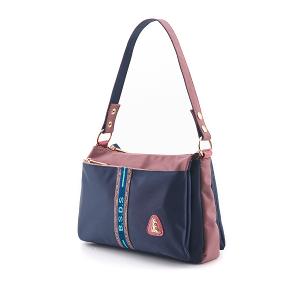 B.S.D.S冰山袋鼠 - 非常莓好 - 織帶拼接多口袋斜肩包 - 甜粉藍【7003-BP】