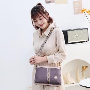 B.S.D.S冰山袋鼠 - 非常莓好 - 織帶拼接多口袋斜肩包 - 藕紫灰【7003-GU】