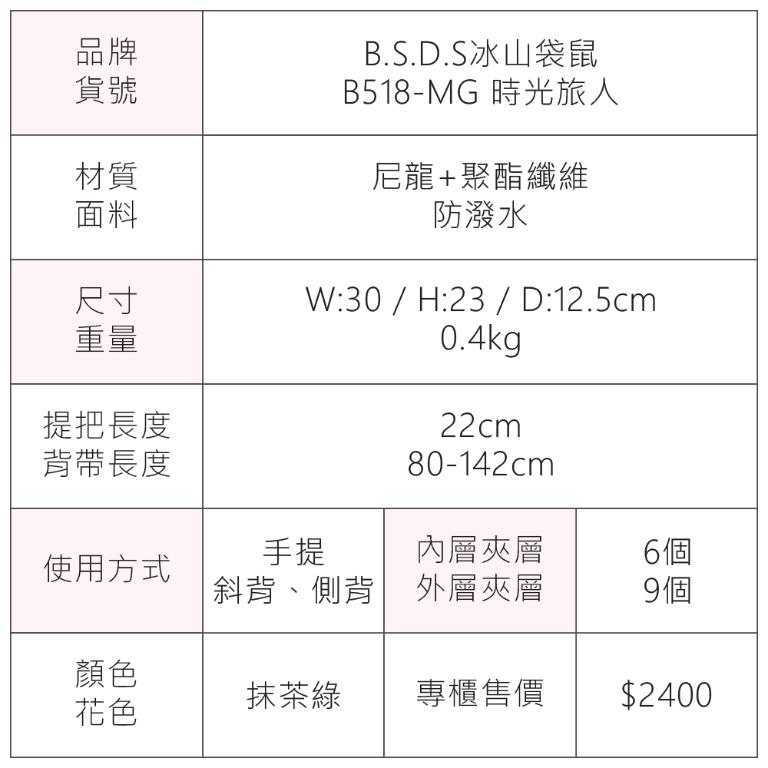 B.S.D.S冰山袋鼠 - 時光旅人 - 知性多夾層兩用手提包 - 抹茶綠【B518-MG】