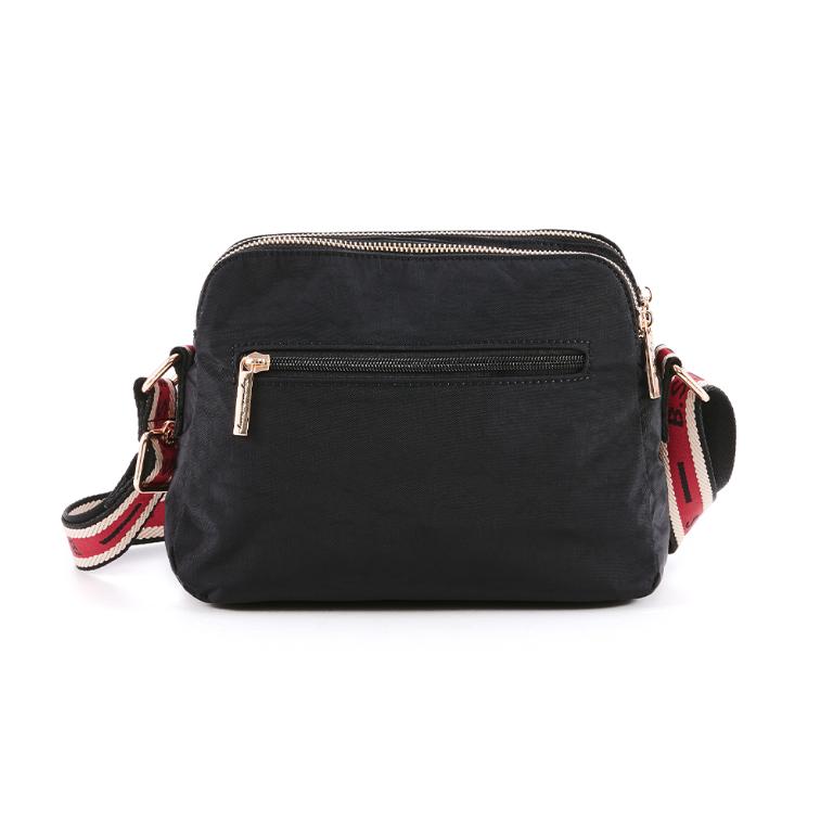 B.S.D.S冰山袋鼠 - 非常莓好 - 織帶拼接多層收納貝殼包 - 紅磚黑【8024-KR】