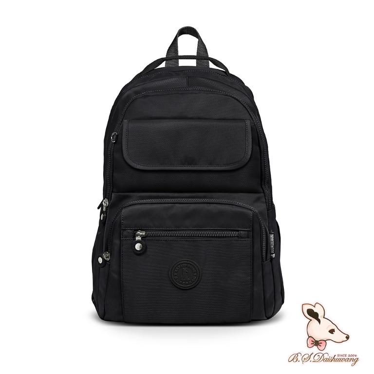 B.S.D.S冰山袋鼠 - 時光旅人 - 知性多口袋附插袋胸扣後背包 - 黑色【B1252K】