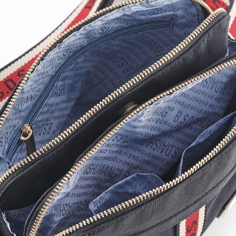 B.S.D.S冰山袋鼠 - 非常莓好 - 織帶拼接多層收納貝殼包 - 紅磚黑【8024-KR】