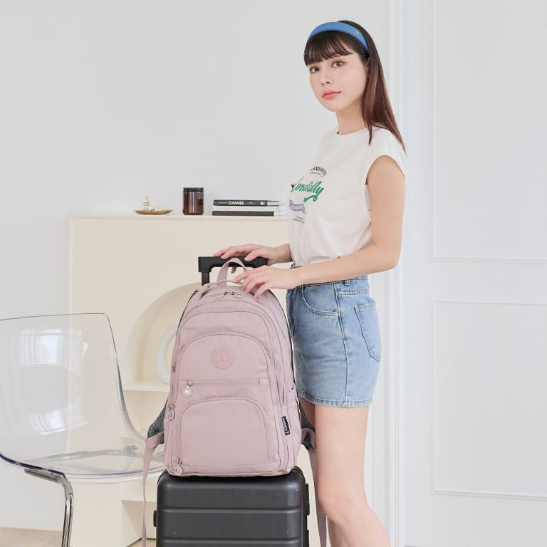 B.S.D.S冰山袋鼠 - 時光旅人 - 知性多夾層附插袋胸扣後背包 - 淡紫色【B1254PR】