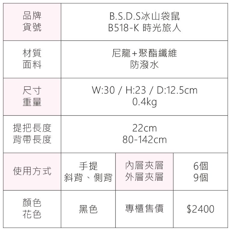 B.S.D.S冰山袋鼠 - 時光旅人 - 知性多夾層兩用手提包 - 黑色【B518-K】