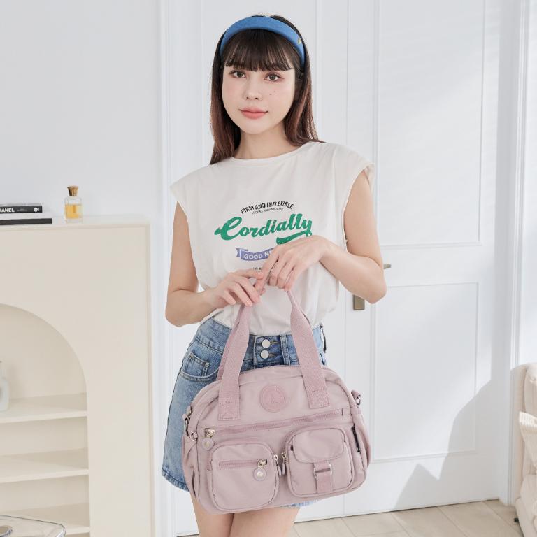 B.S.D.S冰山袋鼠 - 時光旅人 - 知性多夾層兩用手提包 - 淡紫色【B518-PR】