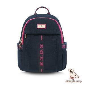 B.S.D.S冰山袋鼠 - 非常莓好 - 織帶拼接多夾層後背包 - 莓果藍【8027-BP】