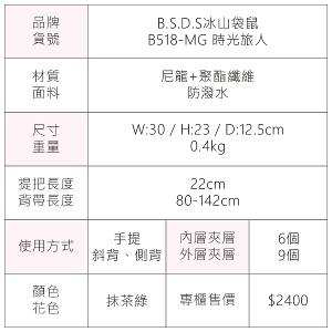 B.S.D.S冰山袋鼠 - 時光旅人 - 知性多夾層兩用手提包 - 抹茶綠【B518-MG】