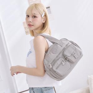 B.S.D.S冰山袋鼠 - 時光旅人 - 知性多夾層兩用手提包 - 薄霧灰【B518-GR】