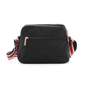 B.S.D.S冰山袋鼠 - 非常莓好 - 織帶拼接多層收納貝殼包 - 紅磚黑【8024-KR】