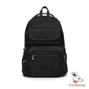 B.S.D.S冰山袋鼠 - 時光旅人 - 知性多口袋附插袋胸扣後背包 - 黑色【B1252K】