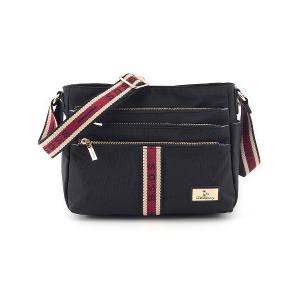 B.S.D.S冰山袋鼠 - 非常莓好 - 織帶拼接多隔層斜背包 - 紅磚黑【8001-KR】