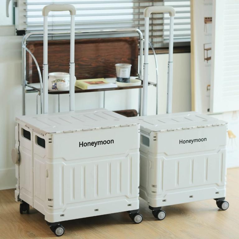 Honeymoon 摺疊行走箱75L(大)-奶灰色