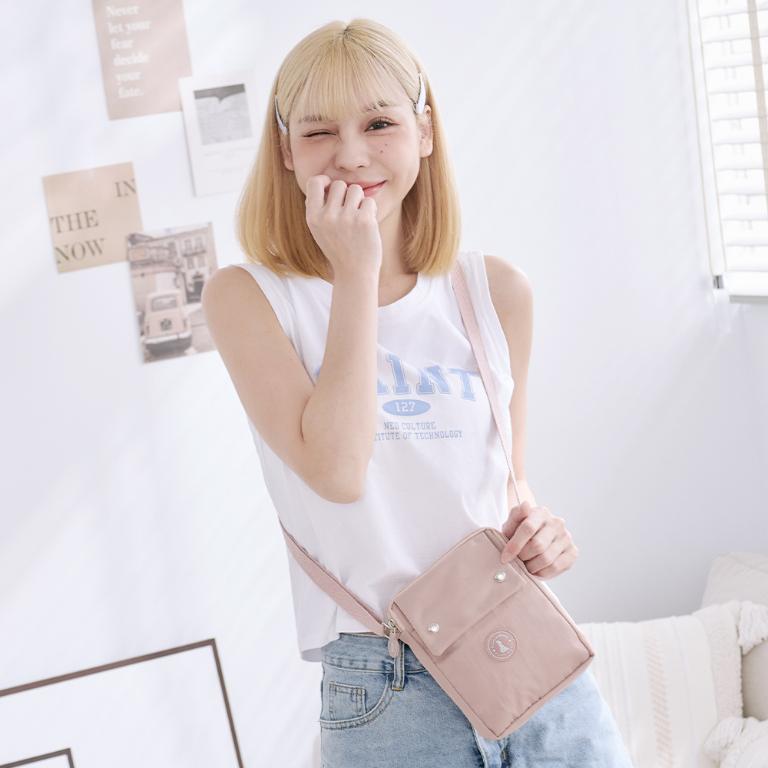 B.S.D.S冰山袋鼠 - 時光旅人 - 知性直立雙層斜背小包 - 奶茶杏【B129-3C】