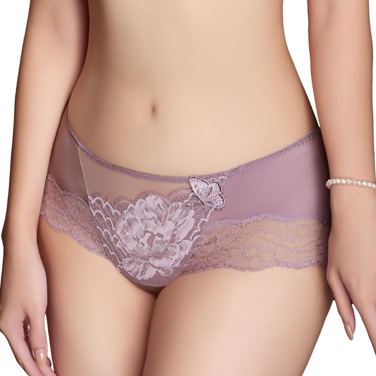 【思薇爾】花都夢蝶系列M-XL蕾絲刺繡無痕中低腰平口女內褲(粉芯藕)