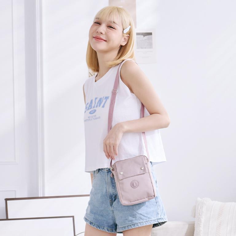 B.S.D.S冰山袋鼠 - 時光旅人 - 知性直立雙層斜背小包 - 淡紫色【B129-3PR】