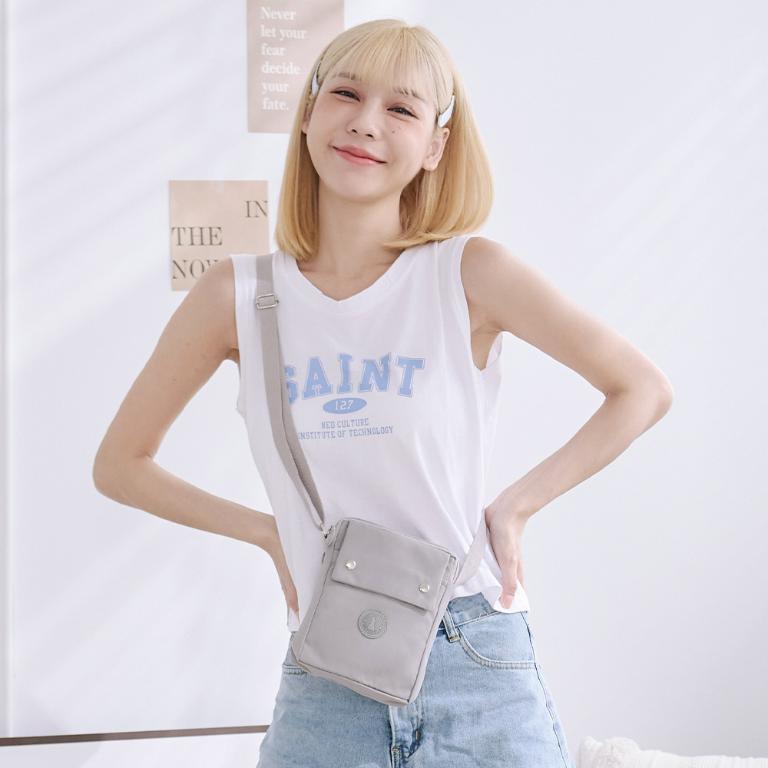 B.S.D.S冰山袋鼠 - 時光旅人 - 知性直立雙層斜背小包 - 薄霧灰【B129-3GR】