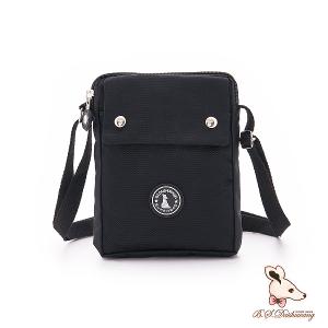 B.S.D.S冰山袋鼠 - 時光旅人 - 知性直立雙層斜背小包 - 黑色【B129-3K】