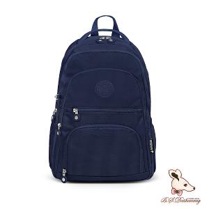 B.S.D.S冰山袋鼠 - 時光旅人 - 知性多夾層附插袋胸扣後背包 - 藍色【B1254B】