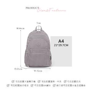 B.S.D.S冰山袋鼠 - 時光旅人 - 知性多夾層附插袋胸扣後背包 - 薄霧灰【B1254GR】