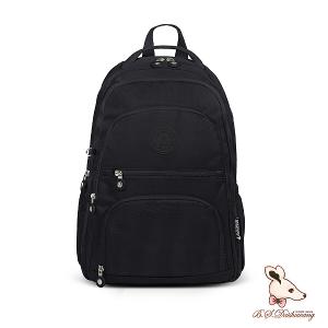 B.S.D.S冰山袋鼠 - 時光旅人 - 知性多夾層附插袋胸扣後背包 - 黑色【B1254K】