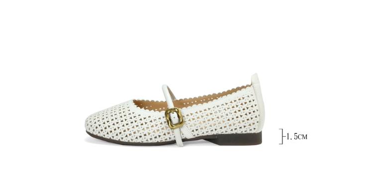 Ben&1966高級打蠟羊皮沖孔氣質瑪莉珍鞋-米白(256142)