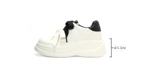 Ben&1966質感牛皮撞色蝴蝶結綁帶厚底休閒鞋-黑(256031)