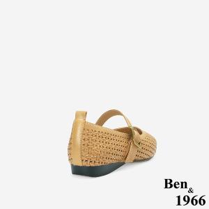 Ben&1966高級打蠟羊皮沖孔尖頭瑪莉珍鞋-太妃糖棕(256211)