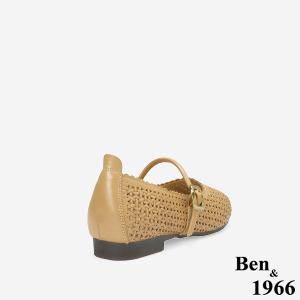 Ben&1966高級打蠟羊皮沖孔氣質瑪莉珍鞋-太妃糖棕(256141)