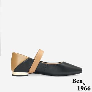 Ben&1966高級頭層牛皮撞色瑪莉珍鞋-黑(256161)