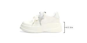 Ben&1966質感牛皮撞色蝴蝶結綁帶厚底休閒鞋-銀(256032)