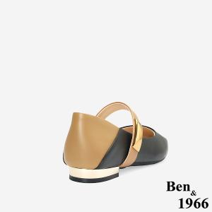 Ben&1966高級頭層牛皮撞色瑪莉珍鞋-黑(256161)