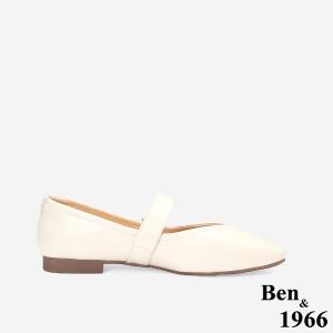 Ben&1966高級頭層牛皮溫柔優雅瑪莉珍鞋-米白(256182)