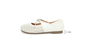 Ben&1966高級打蠟羊皮沖孔綁帶造型包鞋-米白(256222)