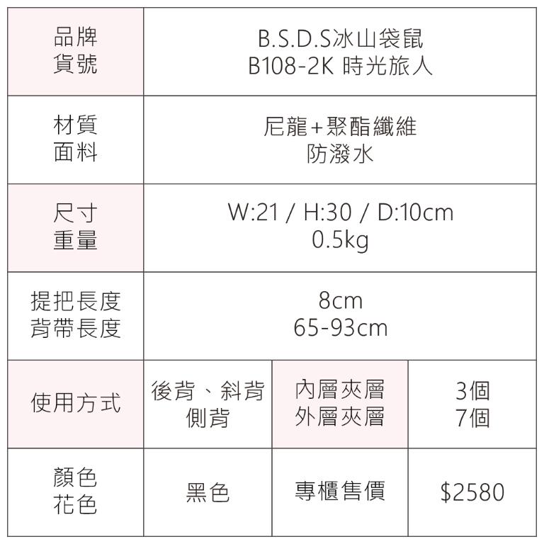 B.S.D.S冰山袋鼠 - 時光旅人 - 知性單肩後背兩用包 - 黑色【B108-2K】