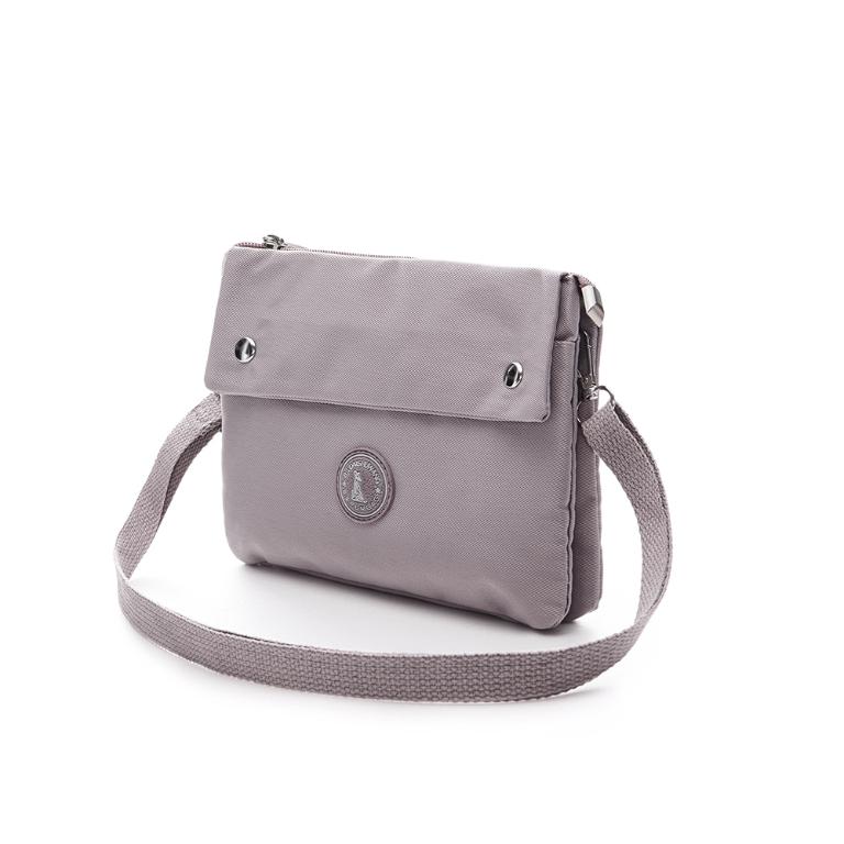 B.S.D.S冰山袋鼠 - 時光旅人 - 知性橫式三層斜背小包 - 薄霧灰【B003GR】