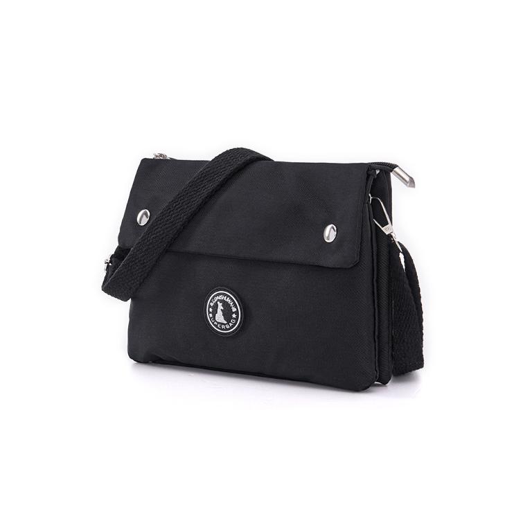 B.S.D.S冰山袋鼠 - 時光旅人 - 知性橫式三層斜背小包 - 黑色【B003K】