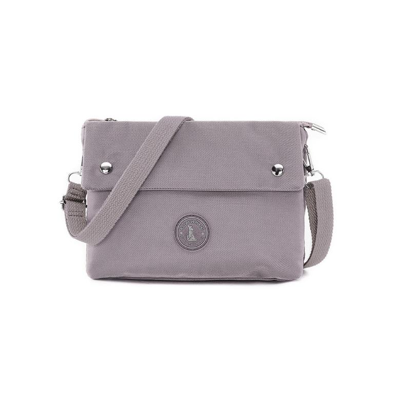 B.S.D.S冰山袋鼠 - 時光旅人 - 知性橫式三層斜背小包 - 薄霧灰【B003GR】