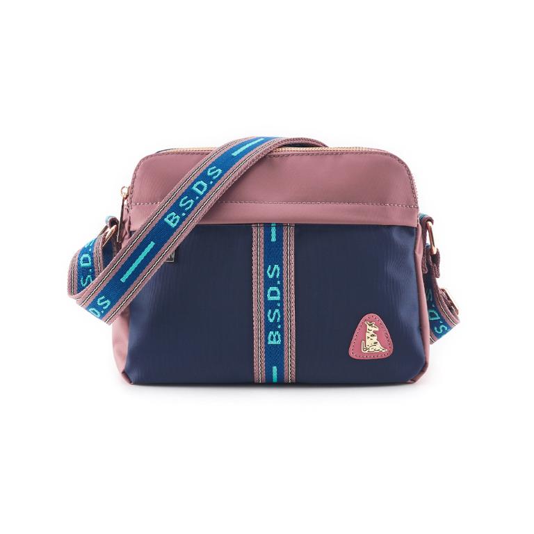 B.S.D.S冰山袋鼠 - 非常莓好 - 織帶拼接多層收納貝殼包 - 甜粉藍【7005-BP】