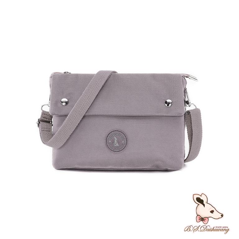 B.S.D.S冰山袋鼠 - 時光旅人 - 知性橫式三層斜背小包 - 薄霧灰【B003GR】