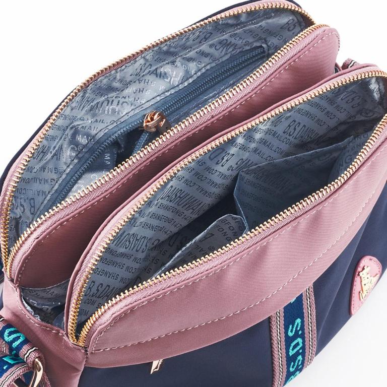 B.S.D.S冰山袋鼠 - 非常莓好 - 織帶拼接多層收納貝殼包 - 藕紫灰【7005-GU】