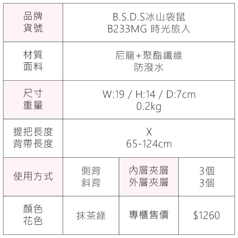 B.S.D.S冰山袋鼠 - 時光旅人 - 知性輕巧收納斜背小包 - 抹茶綠【B233MG】