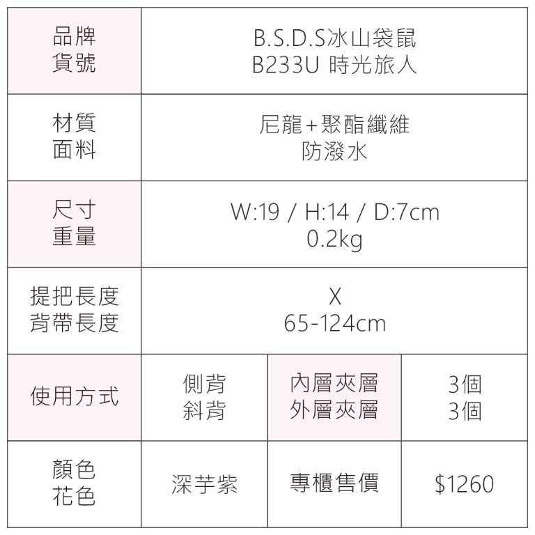 B.S.D.S冰山袋鼠 - 時光旅人 - 知性輕巧收納斜背小包 - 深芋紫【B233U】