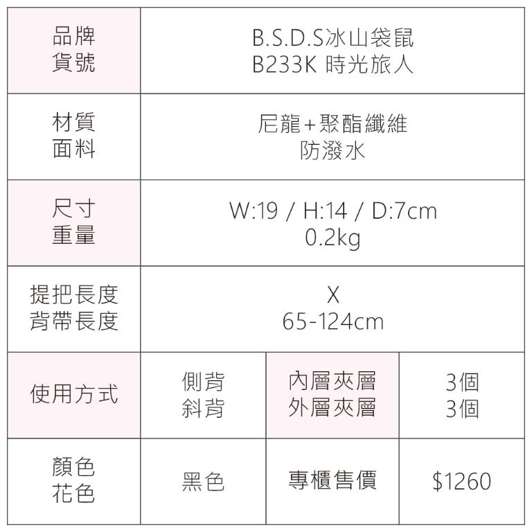 B.S.D.S冰山袋鼠 - 時光旅人 - 知性輕巧收納斜背小包 - 黑色【B233K】