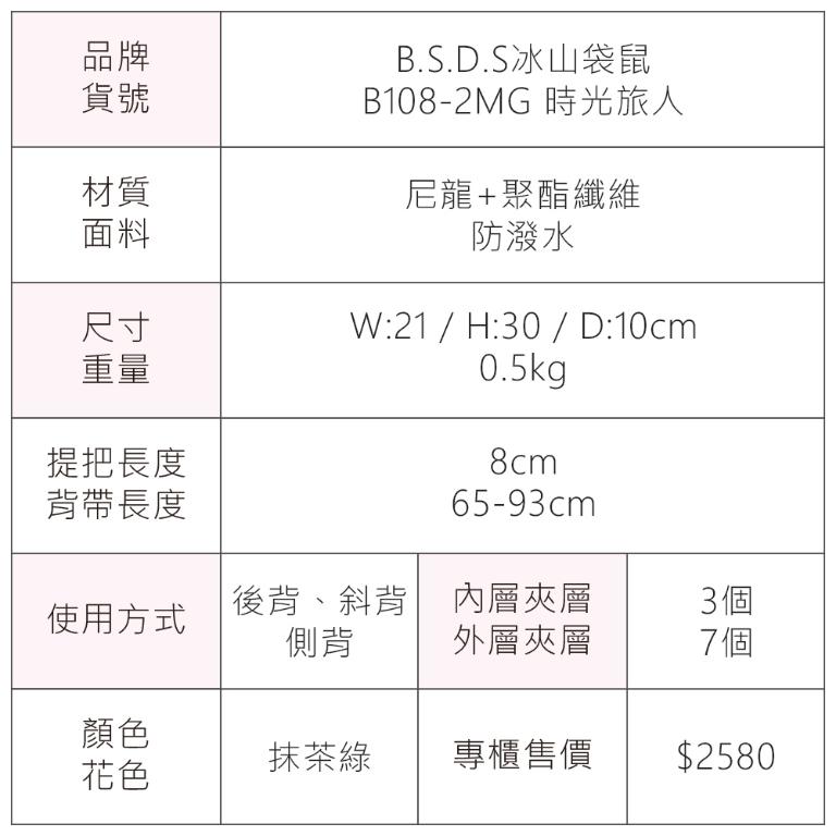 B.S.D.S冰山袋鼠 - 時光旅人 - 知性單肩後背兩用包 - 抹茶綠【B108-2MG】