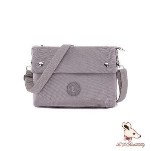 B.S.D.S冰山袋鼠 - 時光旅人 - 知性橫式三層斜背小包 - 薄霧灰【B003GR】