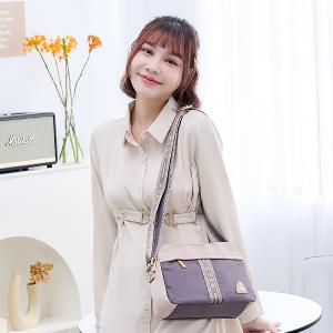 B.S.D.S冰山袋鼠 - 非常莓好 - 織帶拼接多層收納貝殼包 - 藕紫灰【7005-GU】